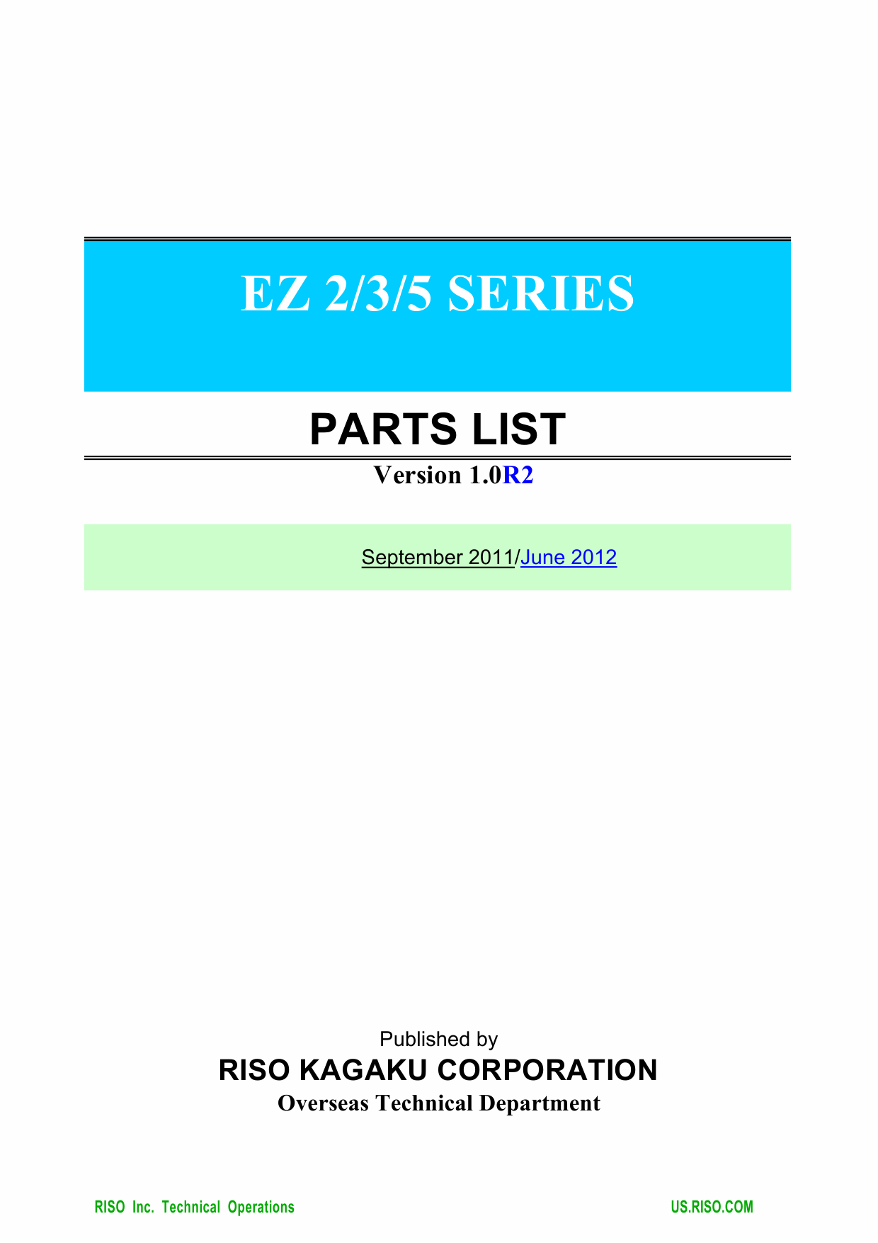 RISO EZ 200 220 300 370 390 570 590 Parts List Manual-1